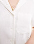 Фото #3 товара Stradivarius linen look short sleeve boxy shirt in white