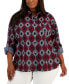 Plus Size Cotton Printed Utility Shirt