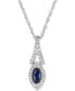 ფოტო #1 პროდუქტის Sapphire (1/3 ct. t.w.) & Diamond (1/8 ct. t.w.) Marquise Halo Pendant Necklace in 14k White Gold, 16" + 2" extender