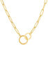 Paperclip Link 16" Chain Necklace with Interlocking Circle clasp in 18k Gold-Plated Sterling Silver