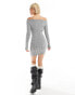 Glamorous boat neck knitted mini dress in grey marl grau, 50 - фото #3