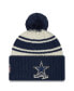 Фото #3 товара Men's Cream, Navy Dallas Cowboys 2022 Sideline Sport Cuffed Pom Knit Hat