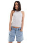 Vero Moda ribbed racer neck vest top in light grey