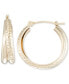 ფოტო #1 პროდუქტის Polished Diamond Cut Double Hoop Earrings in 10k Yellow Gold. 1/2"