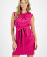 ფოტო #3 პროდუქტის Petite Cross-Neck Tie-Waist Sleeveless Dress