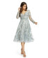 Фото #2 товара Women's Embellished Illusion Long Sleeve A Line Dress