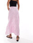 Pieces Petite side slit midi skirt in pink floral