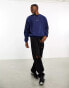 Dr Denim Kenan crew neck loose heavyweight sweatshirt in navy blue