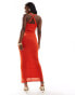 ASOS DESIGN hotfix scoop halter corset midi dress in tangerine