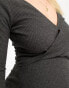 Фото #6 товара ASOS DESIGN Maternity waffle twist front midi dress with long sleeve in dark grey