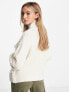 Фото #2 товара ASOS DESIGN high neck jumper in mixed texture with tassels in cream