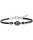 ფოტო #1 პროდუქტის Black & White Diamond Accent Evil Eye Cord Bracelet in Sterling Silver
