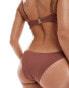 Ivory Rose ribbed high leg bikini bottom in brown Коричневый, 36 - фото #4