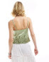 Reclaimed Vintage cutwork tie front cami in green