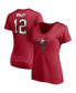 Фото #1 товара Women's Tom Brady Red Tampa Bay Buccaneers Player Icon Name and Number V-Neck T-shirt