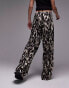 Фото #2 товара Topshop abstract leopard print plisse trouser in mono