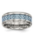 ფოტო #1 პროდუქტის Stainless Steel Light Blue Fiber Inlay 8mm Band Ring