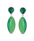 ფოტო #2 პროდუქტის Unique Geometric Linear Malachite Green Onyx Rhombus Shape Tear Drop Natural Multi-Gemstone Party Dangling Earrings in 14K Yellow Gold Plated