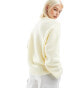 Фото #4 товара ASOS DESIGN high v neck jumper in textured yarn in butter yellow