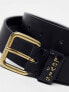 Levi's Calypso leather belt in black with gold buckle Normal/Schwarz, 90 см - фото #7