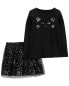 Фото #2 товара Kid 2-Piece Halloween Cat Tee & Tulle Skirt Set 8