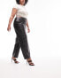 Topshop Curve faux leather wide leg trouser in black