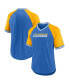 Фото #1 товара Men's Powder Blue Los Angeles Chargers Second Wind Raglan V-Neck T-shirt