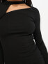 Фото #4 товара Urban Revivo cut out long sleeve mini dress in black