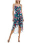 ფოტო #1 პროდუქტის Juniors' Printed Sweetheart-Neck Asymmetric-Hem Dress