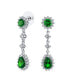 Bridal Green Statement Pave Crown Halo Cubic Zirconia AAA CZ Long Dangling Oval Teardrop Chandelier Earrings For Women