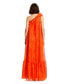 Фото #5 товара Women's Printed Chiffon One Shoulder Rose Ruffle Gown