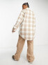 Hollister sherpa long shacket in brown plaid