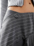 Фото #3 товара Reclaimed Vintage limited edition spliced grey pinstripe skirt with raw hem