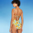 Xhiaration Juniors Floral Print Side-Cinch Keyhole Back One Piece Swimsuit Large