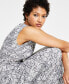 Фото #4 товара Petite Printed Side-Ruched Midi Dress, Created for Macy's