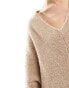 Фото #2 товара Miss Selfridge v neck slouchy knit mini dress in oatmeal