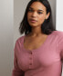 ფოტო #3 პროდუქტის Plus Size Rib-Knit Henley Tee