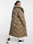 Фото #2 товара ASOS DESIGN waterfall quilted maxi puffer coat in brown - BROWN