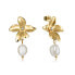 Luxury gold-plated earrings with zircons and Chic pearl 15116E01016