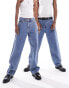 Weekday Unisex Galaxy loose fit straight leg jeans in 90's blue