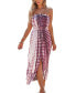 Women's Brick Tie Dye Smocked Waist Maxi Tube Beach Dress