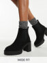 ASOS DESIGN Wide Fit Elma heeled chunky chelsea boots in black