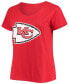 Фото #3 товара Women's Plus Size Travis Kelce Red Kansas City Chiefs Name Number V-Neck T-shirt