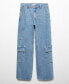 ფოტო #3 პროდუქტის Women's Pockets Detail Loose Cargo Jeans