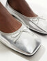 ASOS DESIGN – Luca – Ballerinas in Silber mit eckiger Zehenpartie