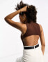 Stradivarius seamless body with open back in brown