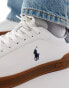 Polo Ralph Lauren Heritage Court leather suede mix trainer with gum sole in white