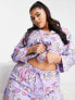 ASOS DESIGN Curve exclusive modal floral shirt & trouser pyjama set in purple