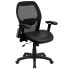 Фото #4 товара Mid-Back Black Super Mesh Executive Swivel Chair With Leather Seat And Adjustable Arms, Black Bonded Leather