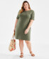 Фото #1 товара Plus Size Solid Boat-Neck Dress, Created for Macy's